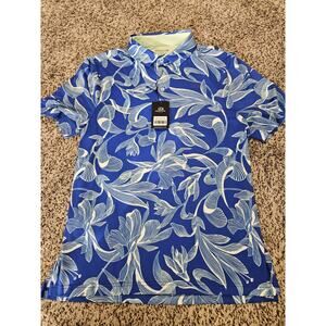 Good Good Golf Performance Polo Shirt Sz M Lush Leaves Blue Floral NWT